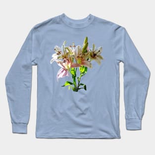 Backlit Pale Pink Lilies Long Sleeve T-Shirt